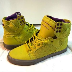 Supra Mens SKYTOP Yellow & Purple High Top Shoes
